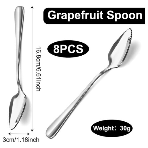10pcs Grapefruit Stainless Steel Flatware Set,Grapefruit Spoons and Knives with Serrated