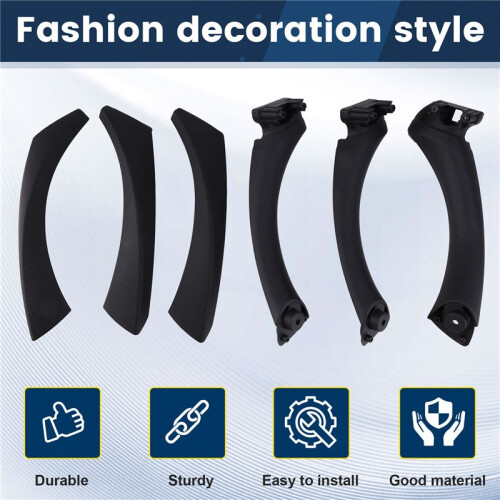 Door Pull Handle Set Replacement for  3 Series E90 E91 E92 316 318 320 325 328i 2004-2012 RHD Black 1