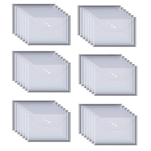 50PCS Transparent Waterproof Envelope Folder with Buttons, A4 Size, Thickened Plastic Material for School Office 1