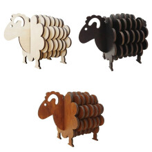 Wood Coasters Fun Non Slip Mug Mat Gifts Cup Coasters Animal Coasters Sheep Shaped Coasters for Mugs Kitchen Holiday Cup