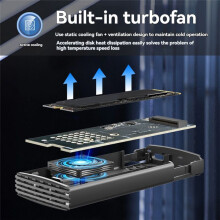 20Gbps M.2 SSD Enclosure with Cooling Fan USB-C 3.1 Dual Protocol High-Speed External Hard Drive Case for 2242 2260 2280