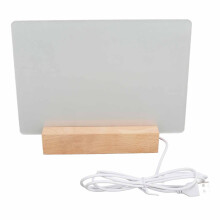 Tableau effaçable blanc en acrylique réutilisable de 220x150 mm avec socle d’éclairage 5V