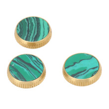 Trumpet Valve Cap Set 3 Green Metal Finger Buttons C310 Gold Replacement Parts