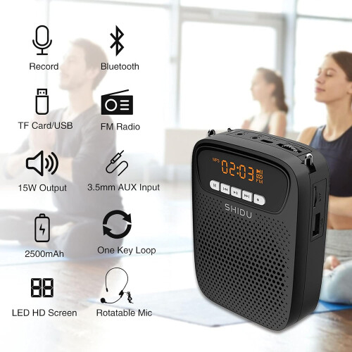 Bluetooth Voice Amplifier Microphone Headset, 2500 mAh Rechargeable Portable 2