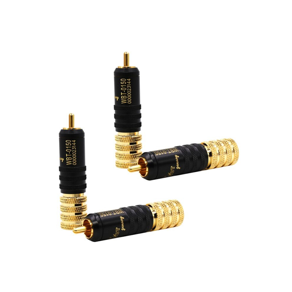 4Pcs Wbt-0150 Rca Plug Jack Adapter Hifi Plug Rca Connector Audio Plug Terminal Plated Copper With Screw Locking Gold 6032982494601