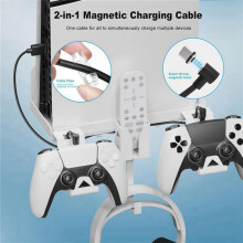 Muurbevestiging Opbergbeugel Ruimtebesparende Standaard met Gamepad en Hoofdtelefoonhouder voor 5 Slim Wit