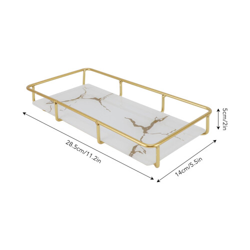 Model: Iron-Glass Vanity Tray, Size S, White 1