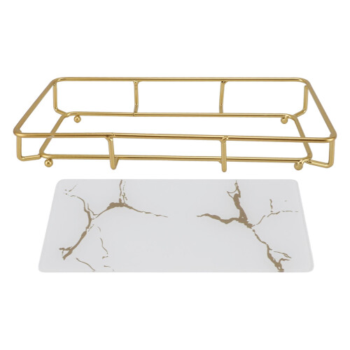 Model: Iron-Glass Vanity Tray, Size S, White 2