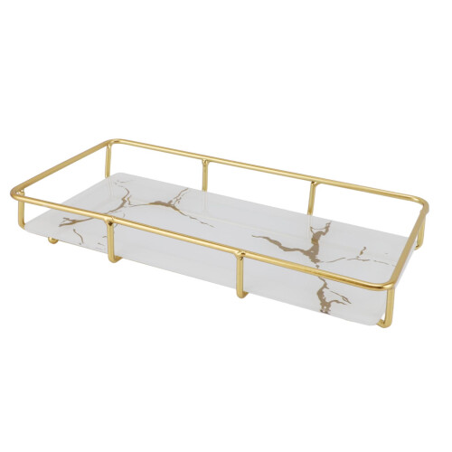 Model: Iron-Glass Vanity Tray, Size S, White
