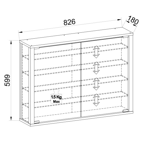 (Matt, Wood) Wall display cabinet Glass display case Vitrosa L 1