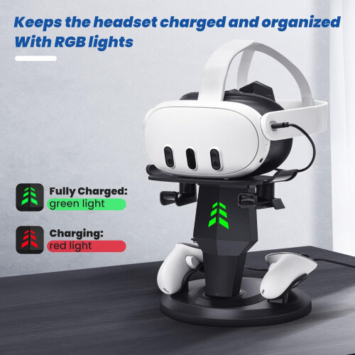 Lampelc Headset Charging Dock, VR Display Stand for Quest 3 1