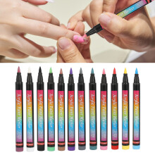 Set di 12 penne per smalto, punte morbide multicolore per nail art fai-da-te