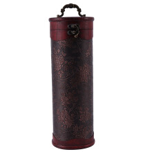 Cylinder Vintage Retro Wooden Vintage Wine Bottle Storage Gift Box Case Holder