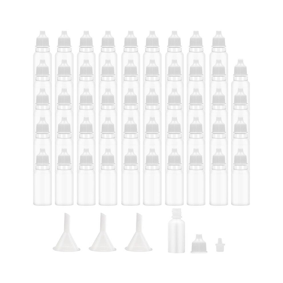 50Pcs Small Empty Squeeze Dropper Bottles Plastic Thin Tip Dropper Bottles 15Ml Portable Squeezable Liquid Dropper White