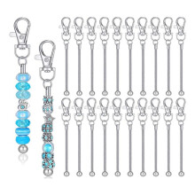 20 Piezas Tiras de Llavero con Cuentas una Granel Cuentas de Plata en Llavero Accesorios para Manualidades JoyeríA Europea con Agujeros Grandes