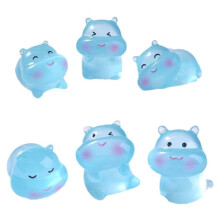 6PCS Luminous Resin Hippos Ornament, Garden Landscape Aquarium Ornament Potted Plants Decor for Toys Crafts Decor