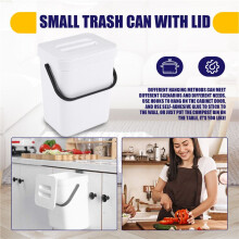 1,3 Gallon Keukencompostbak Prullenbak met Deksel Onder Gootsteen Voedselafvalbak Kleine en Lichte Badkamerprullenbak Wit