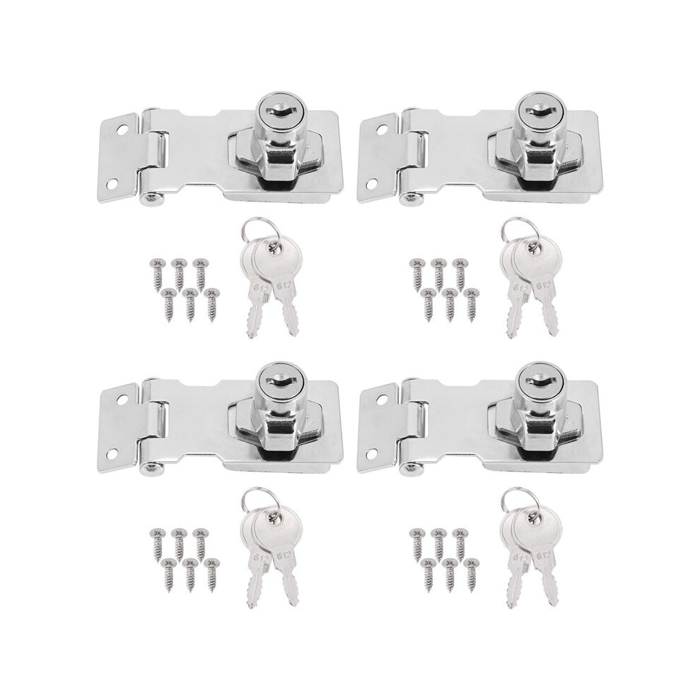 4 Pcs Keyed Hasp Locks 2.5 Inch Twist Knob Keyed Locking Hasp, Metal Safety Hasp Latches Keyed Different 4714077239312