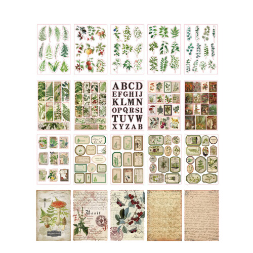 20-Sheet Vintage Scrapbook Stickers 130g Leaf 1