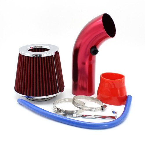 3 Inch Universal Car Cold Air Intake Filter Alumimum Induction Kit Pipe Hose System(Red) 2