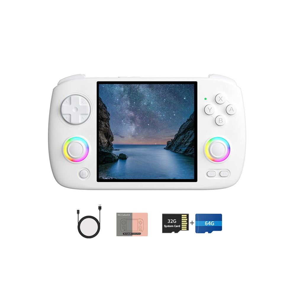 Photos - Wi-Fi Adapter RG CubeXX Retro Handheld Games Console 32G+64G RGB Joystick Video Gaming Player Supports WIFI White