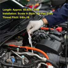 1/4in NPT 20 Inch Dipstick, Engine Oil Dipstick Flexible Stainless Pan Entry 1/4inch NPT for Most Chevy Accessories