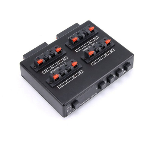 SP-24  2-in-4-OUT Stereo Audio Selector Amplifier Switcher Box Speaker Splitter 1