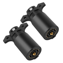7 Way Trailer Plug (2 Pack), 12V 7 Pin Trailer Wiring Replacement Plug, 7 Point Round RV-Style Trailer Light Connector