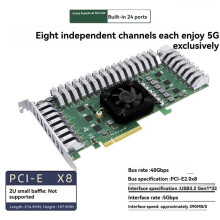 PCI-E to USB 3.0 Adapter Card 8-Channel 32-Port Camera Video Acquisition and Group Control PCIe Expansion Card