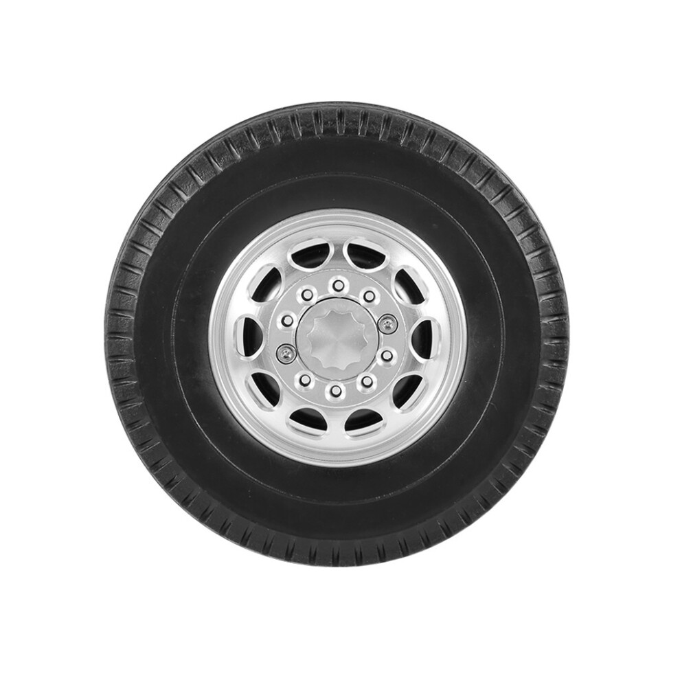 Front Rubber Low Loader Wheels Tire Tyre With Cnc Aluminum Rims For 1/14 Rc Tractor Trailer Truck 4713332008694
