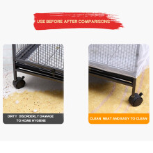Bird Cage Cover Seed Catcher Bird Cage Mesh Net Cover Skirt Guard (White-M)