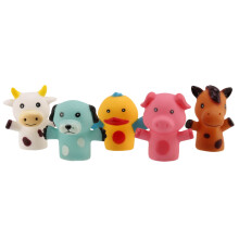 Vingerpoppetjes voor Kinderen en Baby'S 5 Boerderijdieren BPA PVC Badspeelgoed Handpoppen Poppenset Vroeg Educatief Speelgoed (C)