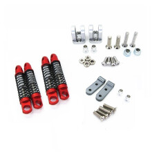 for WPL D12 RC Car Upgrades Parts Metal Front & Rear Shock Absorbers Damper with Fixed Accessories,Red