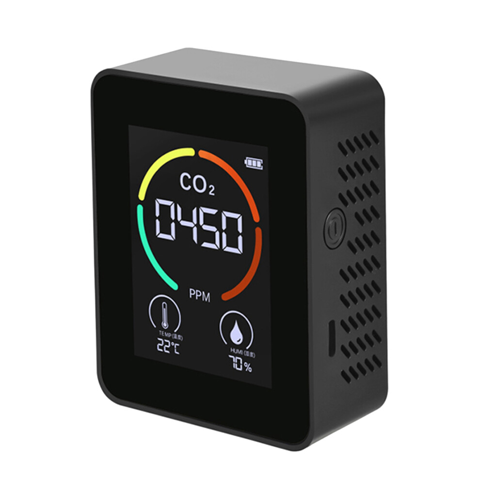 Air Monitor Co2 Carbon Dioxide Detector Air Quality Temperature Humidity Monitor Quick Measuring Meter For Co2, Black 6033156941525