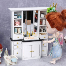 1/12 Casa de Boneca Miniatura ArmáRio LavatóRio Pia ArmáRio MóVeis DecoraçãO Finja SimulaçãO MóVeis Brinquedos