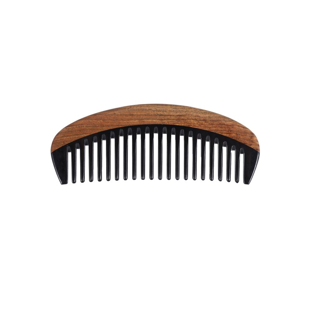 Black/Green Hair Comb - Wide Tooth Wooden Detangling Comb For Curly Hair - No Static Sandalwood Horn Comb For Men And Women