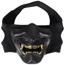 Disfraz de Halloween Cosplay Caries Evil Kabuki Samurai Half Cover Mask Party Scary Decoration, Negro
