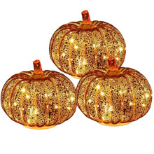 3 Peças de Abóboras Brilhantes Iluminadas com Luzes Estreladas para Halloween, Abóboras Brilhantes para Casa e Quarto
