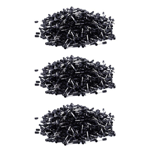 3000X Terminale Crimpato Pre-Isolato E1008 18Awg 1,0mm2 Argento Nero
