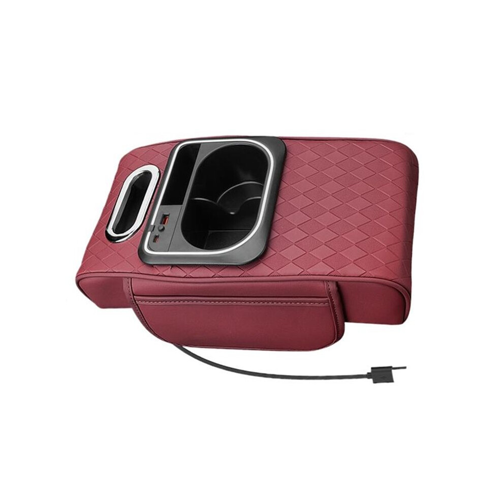 Car Arm Rest Organizer With Heightening Pad, Multi-Function Cup & Tissue Holder For Front Organization Road Trip 6132206247812