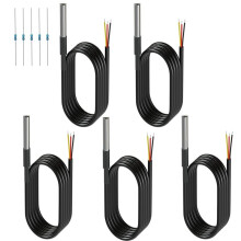 5 Pack Waterproof DS18B20 Temperature Sensor Probes with 2 Pack 4.7K Ohm Resistors for Raspberry Pi DIY