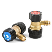 R134a Quick Coupler Adapter Kit with Built-in 1/4" Flares, High and Low Pressure Set for Car AC Systems