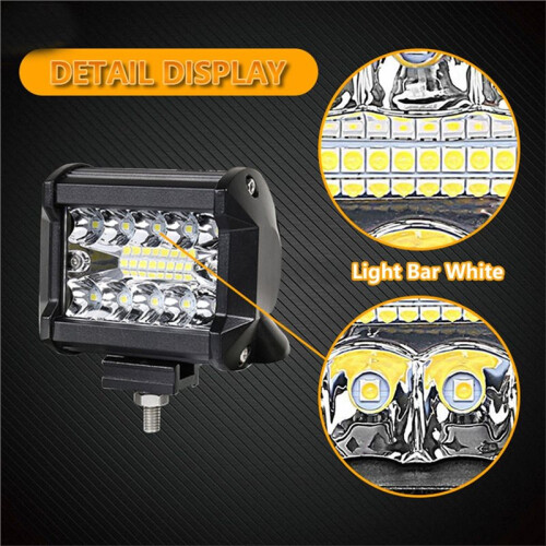 Conjunto de 4 Faróis de Trabalho LED de 4 Polegadas e 60 W com Três Fileiras para Caminhão, , ATV e UTV 2