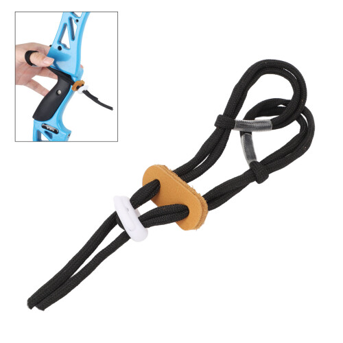 Polyester Adjustable Archery Finger Sling for Recurve Bow – Black, 9g 1