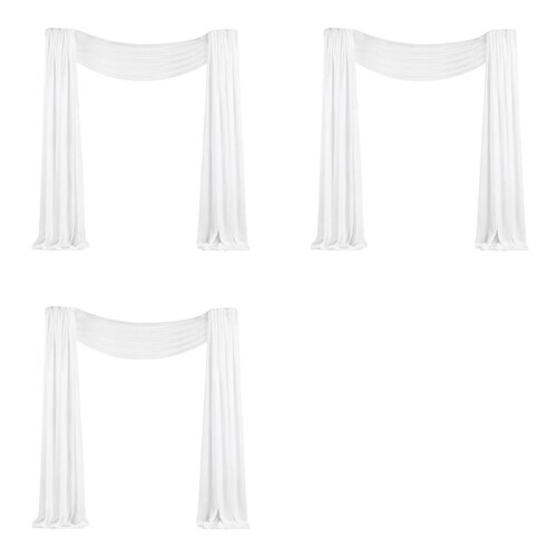3X Tecido para Cortinas de Arco de Casamento 29,5 Polegadas X 26,25 Pés Cortinas Transparentes Brancas para Cerimônia de Casamento