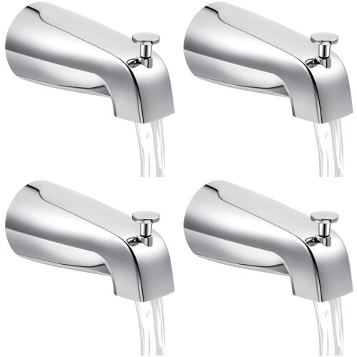 4X Bico de Banheira de Banheiro, Montagem Frontal de Parede de Alcance de 5 1/4 Polegadas com Desviador de Chuveiro 1/2 Polegadas IPS Rosca Interna