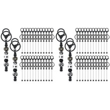 48 Stuks Kralen Sleutelhanger Bars Bulk voor Kralen DIY Sleutelhanger Metalen Kralen Sleutelhanger voor Kralen Sleutelhanger Ambachten Zwart