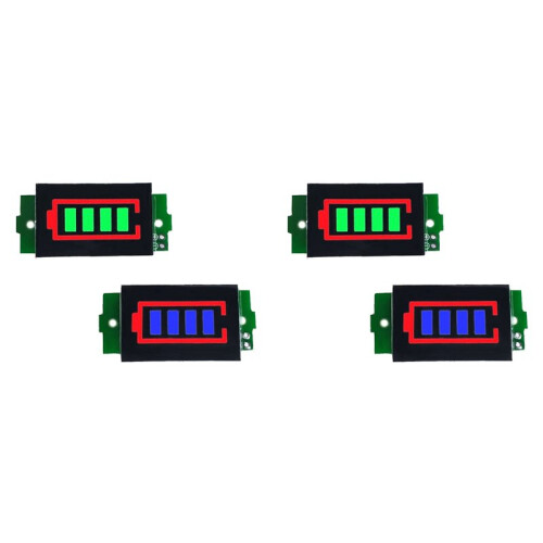 4 Stuks 1-8S Lithiumbatterijmeter Displaymodule Blauwe Driesnarige LED Lithiumbatterij-Indicatorbord