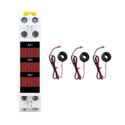 10X Din Rail Mount 3 Phase Ampere Meter  Modular Current Meter Gauge Indicator LED Digital Display Detector Ammeter 1