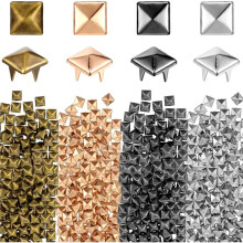 400Pcs 7mm Silver Pyramid Studs for Clothing,4 Colors Metal Studs and Spikes 4 Prong Metal Nailhead Stud for Crafts Bags